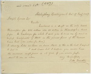 Letter from John Brewster to Joseph Lyman
