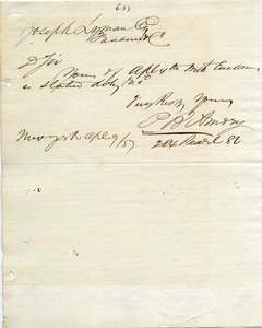 Letter from P. D. Amory to Joseph Lyman
