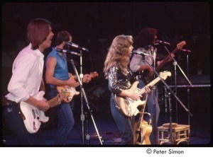 MUSE concert and rally: (from left) Jackson Browne, John Hall, Bonnie Raitt, and Freebo performing at the MUSE concert