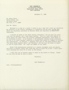 Letter from Judi Chamberlin to Henry Dunow