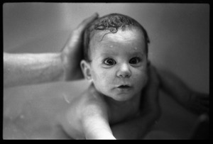 Baby in the bath, Montague Farm commune