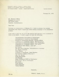 Letter from Robert J. Lynch to Thomas C. O'Brien