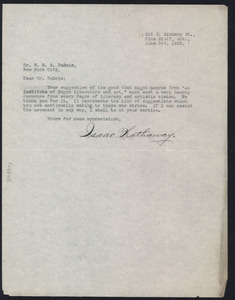 Letter from Isaac Hathaway to W. E. B. Du Bois
