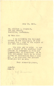 Letter from W. E. B. Du Bois to William A. Shepherd