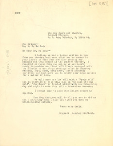 Letter from H. O. Winfield to W. E. B. Du Bois