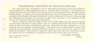 Biographical Directory of American Scholars editor's note