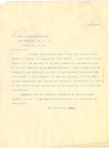 Letter from W. E. B. Du Bois to Thomas Featherstonhaugh