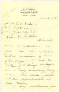 Letter from W. M. Farrow to W. E. B. Du Bois