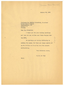 Letter from W. E. B. Du Bois to German Peace Council