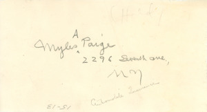 Address of Myles A. Paige