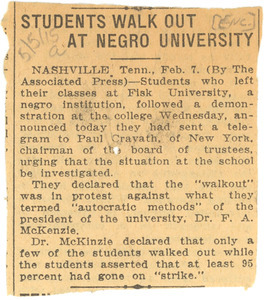 Students walk out at Negro university