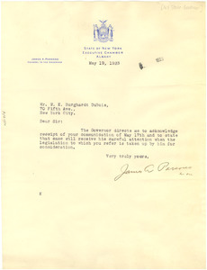 Letter from New York Governor's Office to W. E. B. Du Bois