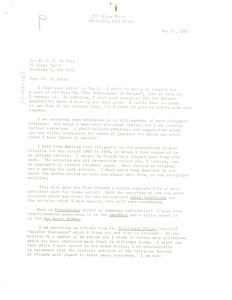 Letter from Paul Partington to W. E. B. Du Bois
