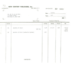 Invoices from Mainstream to W. E. B. Du Bois