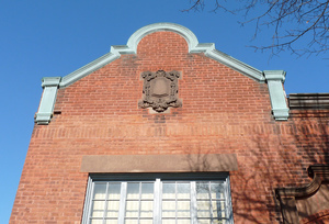 Young Men's Library Association: detail of front exterior