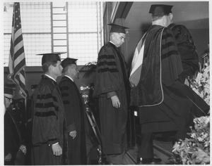 Edward M. Kennedy, Charles Avila, and Glenn Seaborg during the Charter Day processional