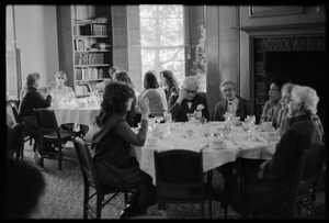 Attendees seated for lunch at Frances Crowe's party