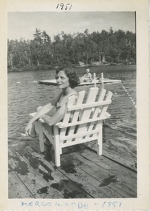 Bernice Kahn on a lake dock