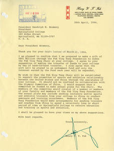 Letter from Dr. Henry Y. T. Fok to SC president Randolph W. Bromery, April 28, 1994