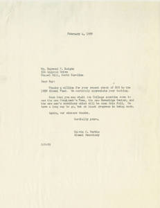 Letter from Calvin Martin to Raymond Kaighn (February 4, 1959)