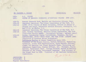 Biographical information on Dr. Roberts J. Wright, ca. January 1962