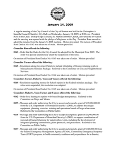 City Council meeting minutes, January 14, 2009