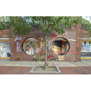 Harriet Tubman House The Honor Roll Mural on Columbus Avenue through facade, detail of center