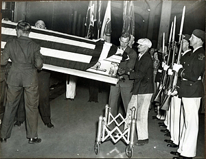 Congressman Connery's body taken from train, June 17, 1937
