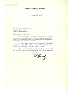 Letter from Edward M. Kennedy to Charles Santos Jr. (August 25, 1969)