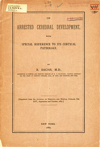 On arrested cerebral development with special reference to its cortical pathology