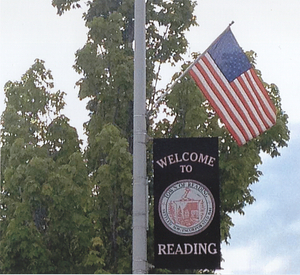Reading banner with flag