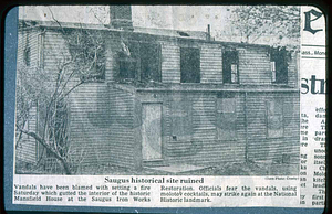 Central Street, Saugus, Mass, Mansfields Home, Burned by vandals, May 12, 1975