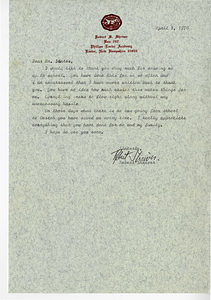Letter from Bobby Shriver to Charles Santos Jr. (April 1, 1970)
