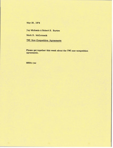 Memorandum from Mark H. McCormack to Jay Michaels and Robert S. Burton