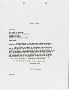 Letter from Mark H. McCormack to Harry J. McIntyre