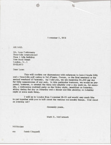 Letter from Mark H. McCormack to Lane Fortinberry