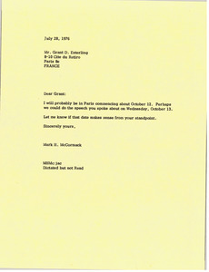 Letter from Mark H. McCormack to Grant D. Esterling