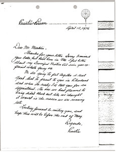 photocopy of letter from Curtis Person to John L. Macklin