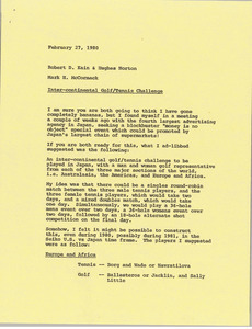 Memorandum from Mark H. McCormack to Robert D. Kain and Hughes Norton