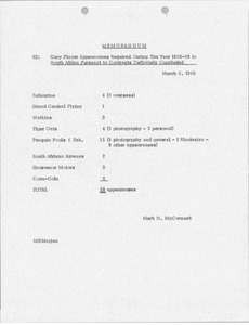 Memorandum from Mark H. McCormack to unidentified correspondent