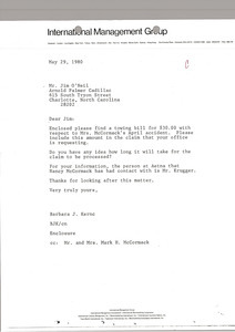 Letter from Barbara J. Kernc to Jim O'Neil