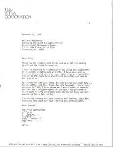 Letter from John W. Sandquist to Mark H. McCormack