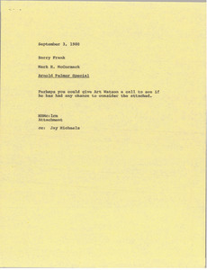 Memorandum from Mark H. McCormack to Barry Frank