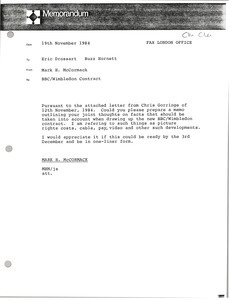 Memorandum from Mark H. McCormack to Eric Drossart and Buzz Hornett