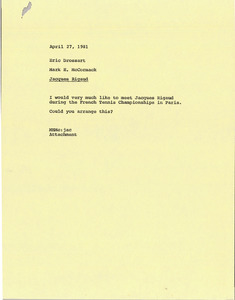 Memorandum from Mark H. McCormack to Eric Drossart