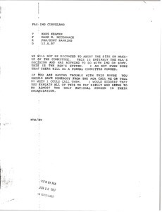 Fax from Mark H. McCormack to Hans Kramer