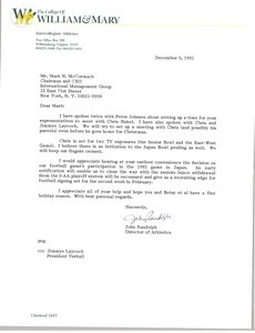 Letter from John Randolph to Mark H. McCormack
