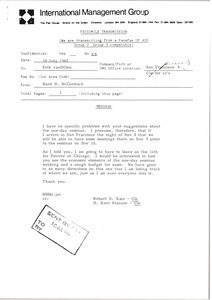 Fax from Mark H. McCormack to Erik van Dillen