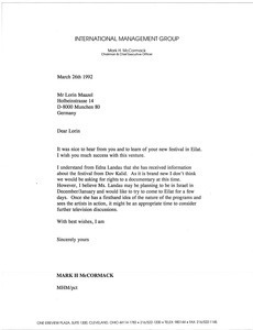 Letter from Mark H. McCormack to Lorin Maazel