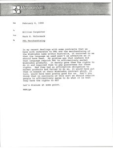 Memorandum from Mark H. McCormack to William Carpenter